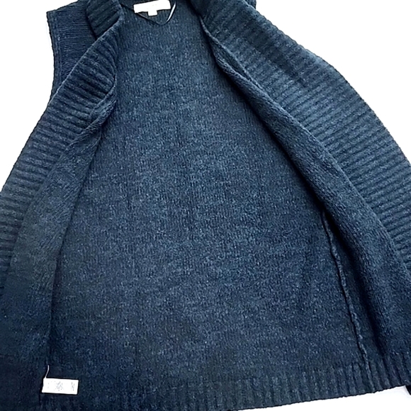 Loft  Long Open Front Vest Dark Teal Cotton Blend Cozy Soft Size Medium - Picture 6 of 10